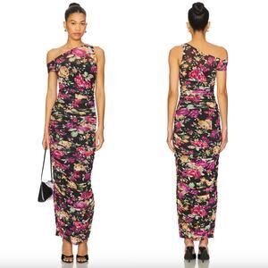 AFRM | NWT Biona Dress in Dusted Floral Print One Shoulder Mesh Maxi S